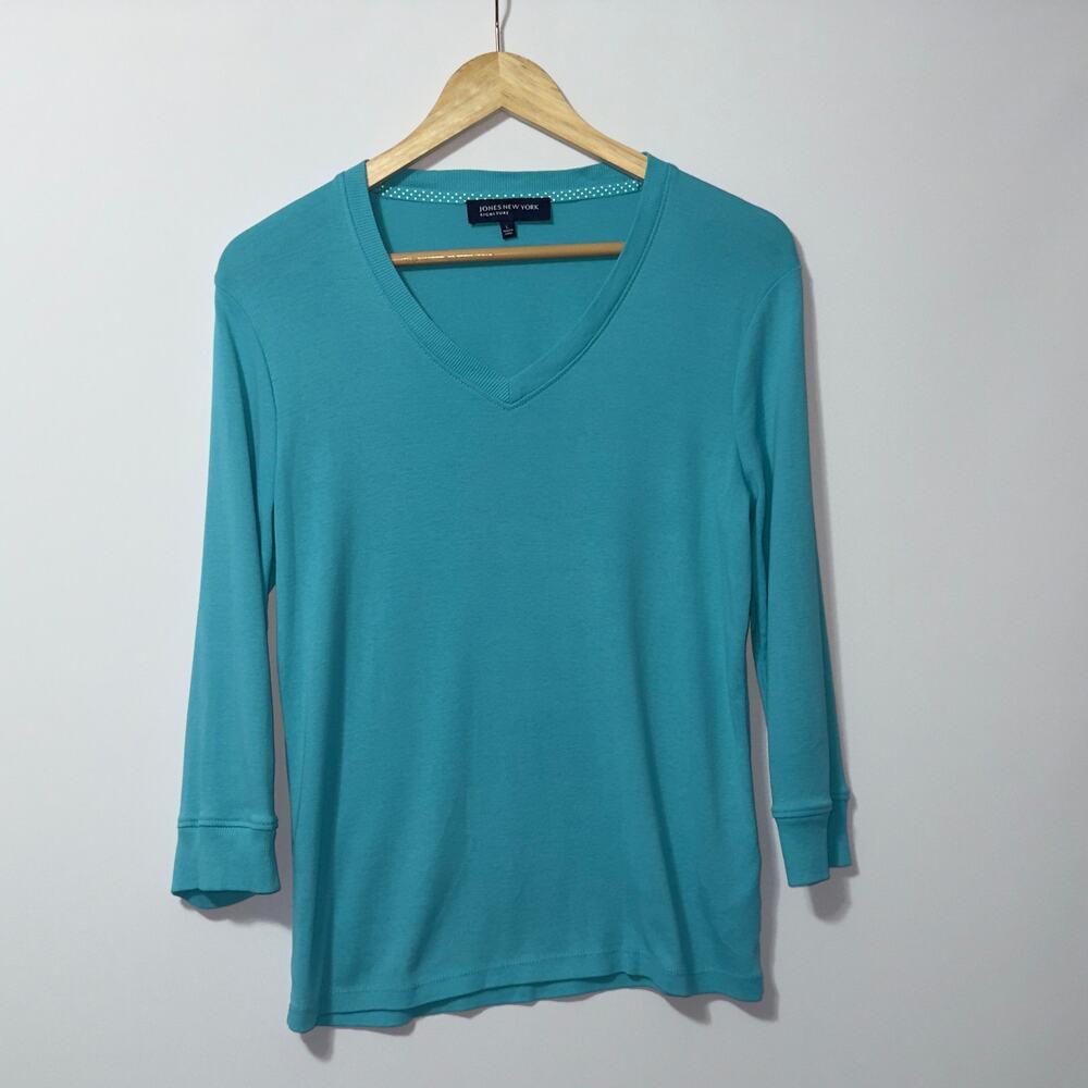 Jones New York  blue long sleeve blouse women’s size large